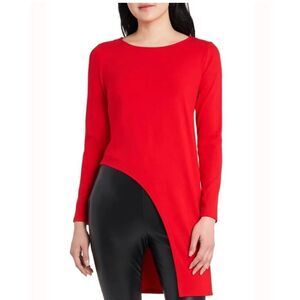 - Vince Camuto Asymmetrical High/low Cutout Long Sleeve Tunic, Lipstick Red